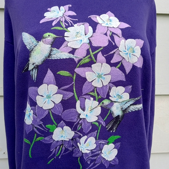 Vintage Purple Floral Sweatshirt - Picture 2 of 6